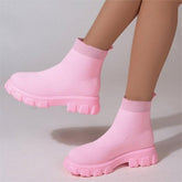 Botas Spring Autumn Shoes Platform Round Toe Pink-BS00961-Veeddydropshipping